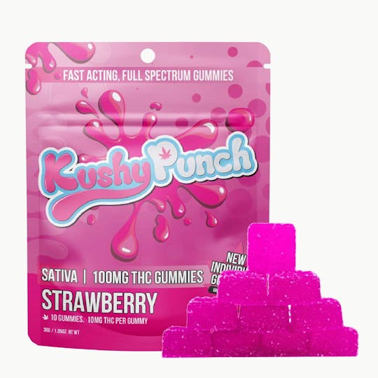 Kushy Punch - Kushy Punch - Sativa Strawberry INDIVIDUAL GUMMIES 200MG - 1