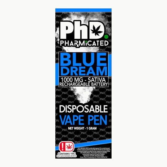 Pharmicated - PhD Disposable Vape Cart- 1000 mg - Blue Dream (S) - 1