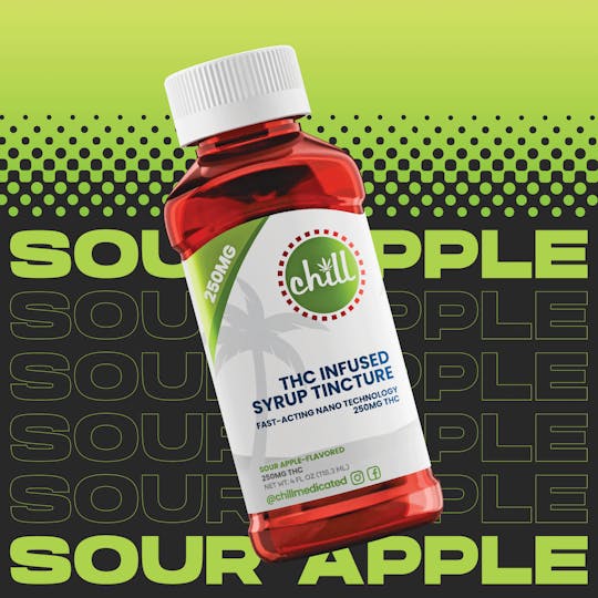 Chill Medicated - Sour Apple | 250mg THC Syrup Tincture | Chill Medicated | REC - 1