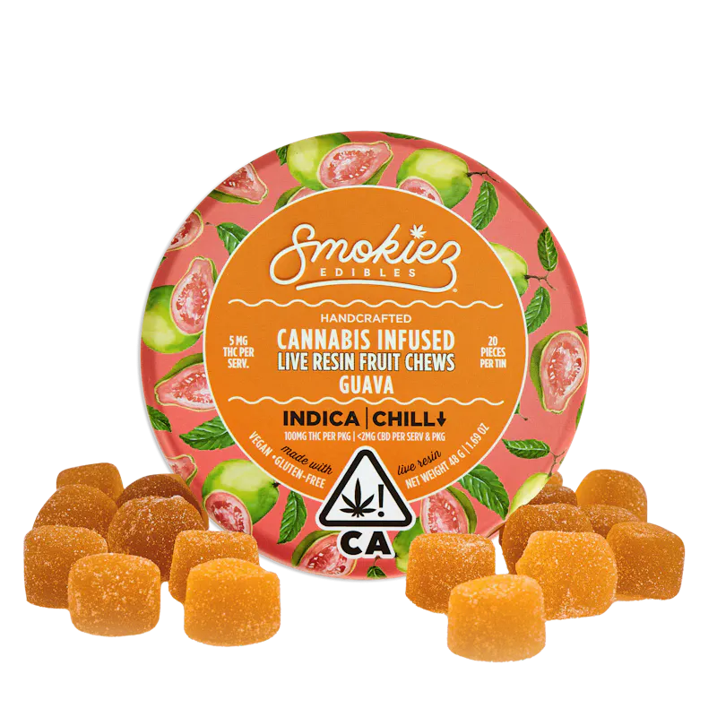 Smokiez Guava Live Resin Fruit Chews 100mg 20ct 5mg/ea edible