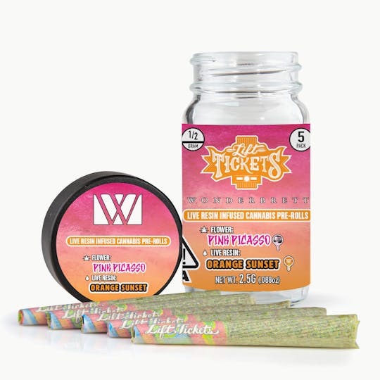 Lift Tickets - Pink Picasso x Orange Sunset - Infused Pre-Roll 5-Pack - 1