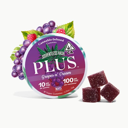 PLUS™️ Products - Grapes n' Cream Indica Solventless Gummies - 1