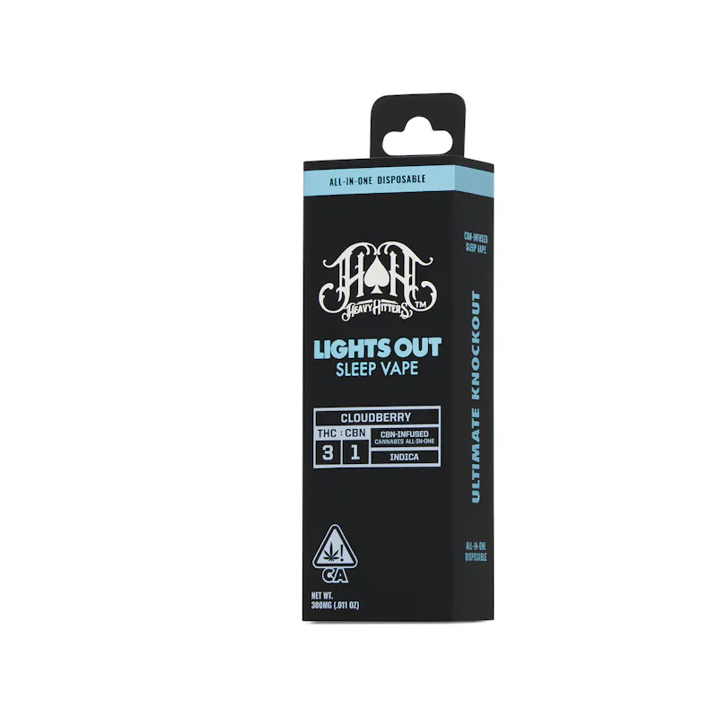 Heavy Hitters Cloudberry Indica - Lights Out CBN Sleep - 0.3G All-In-One Vape disposable