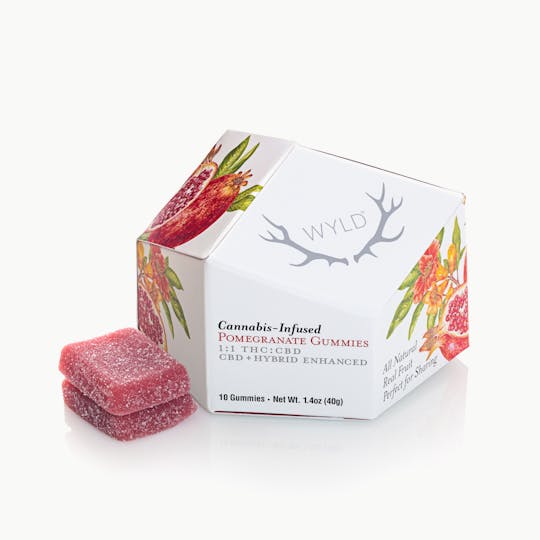 WYLD - Pomegranate 1:1 CBD + Hybrid Enhanced Gummies | 100:100mg - 1