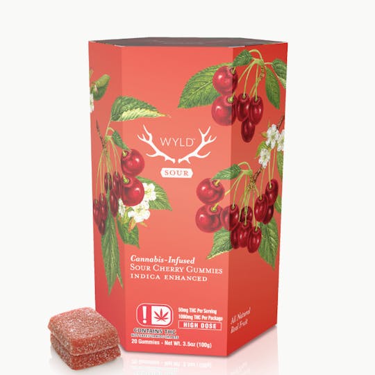 WYLD - *HIGH DOSE* Sour Cherry Indica Enhanced Gummies | 1000mg - 1