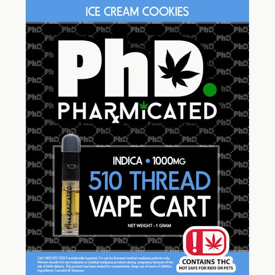 Pharmicated - Pharmicated 510 Thread Vape Cart - 1000 mg - Ice Cream Cookies (I) - 1