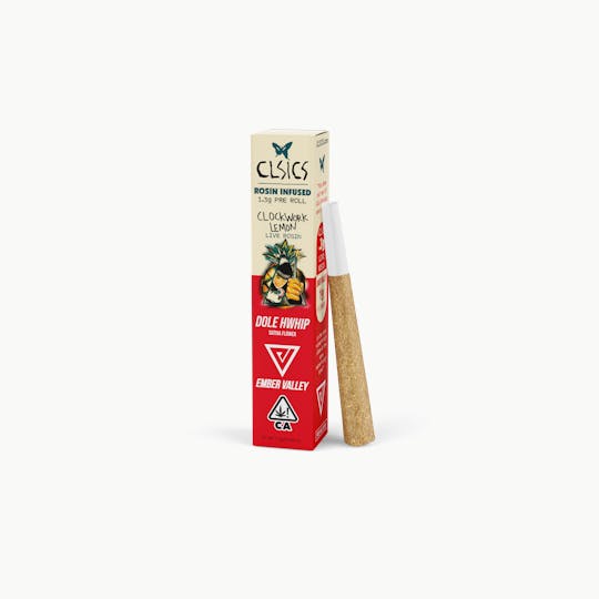CLSICS Rosin & Rosin Infused Pre Rolls - Dole Whip X Clockwork Lemon - 1.3g Rosin Infused Pre Roll - 1