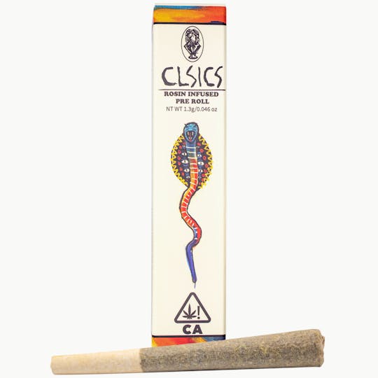 CLSICS Rosin & Rosin Infused Pre Rolls - Banana Tangie/Marzipan - 1.3g Rosin Infused Pre Roll - 1