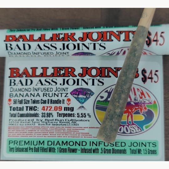Red Run Cannabis Cultivators - Diamond Infused Baller Joint - Banana Runtz - 1.5g - 1