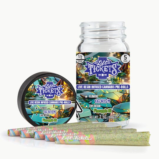 Lift Tickets - OG Kush x Pineapple OG - Infused Pre-Roll 5-Pack - 1