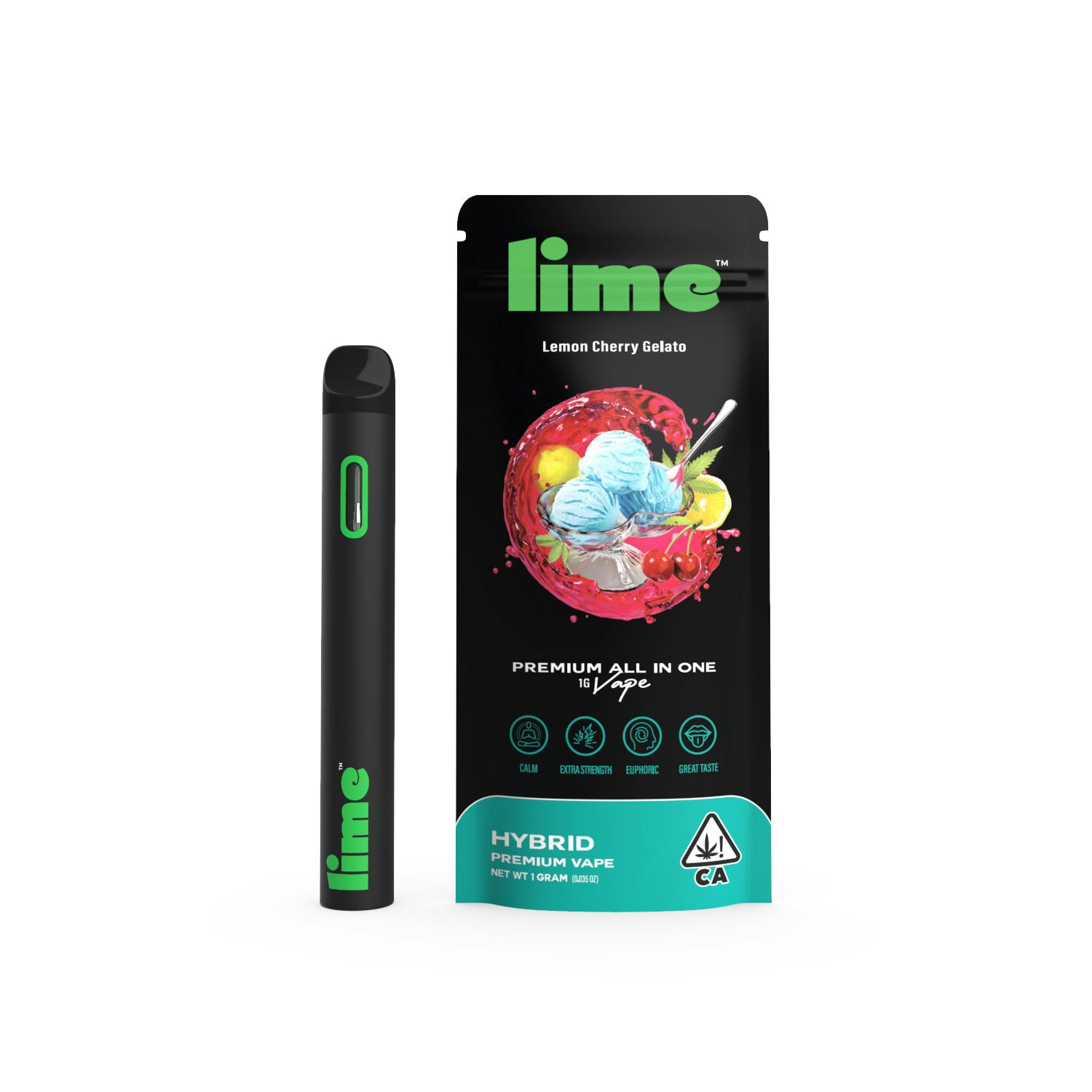 Hybrid (1g Premium AllInOne Vape) Lemon Cherry Gelato Lime
