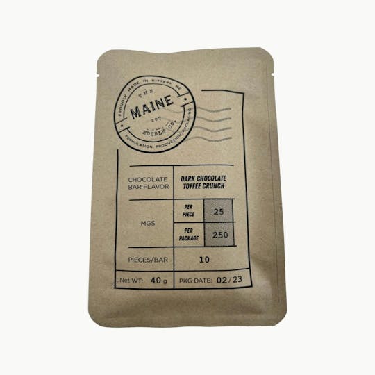Indico - 250mg Dark Chocolate Toffee Crunch Chocolate Bar - The Maine Edible Co. - 1