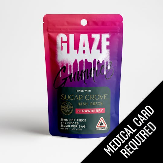 Glaze - Glaze | Sugargrove Hash Rosin Strawberry Gummies | 250mg (MED) - 1