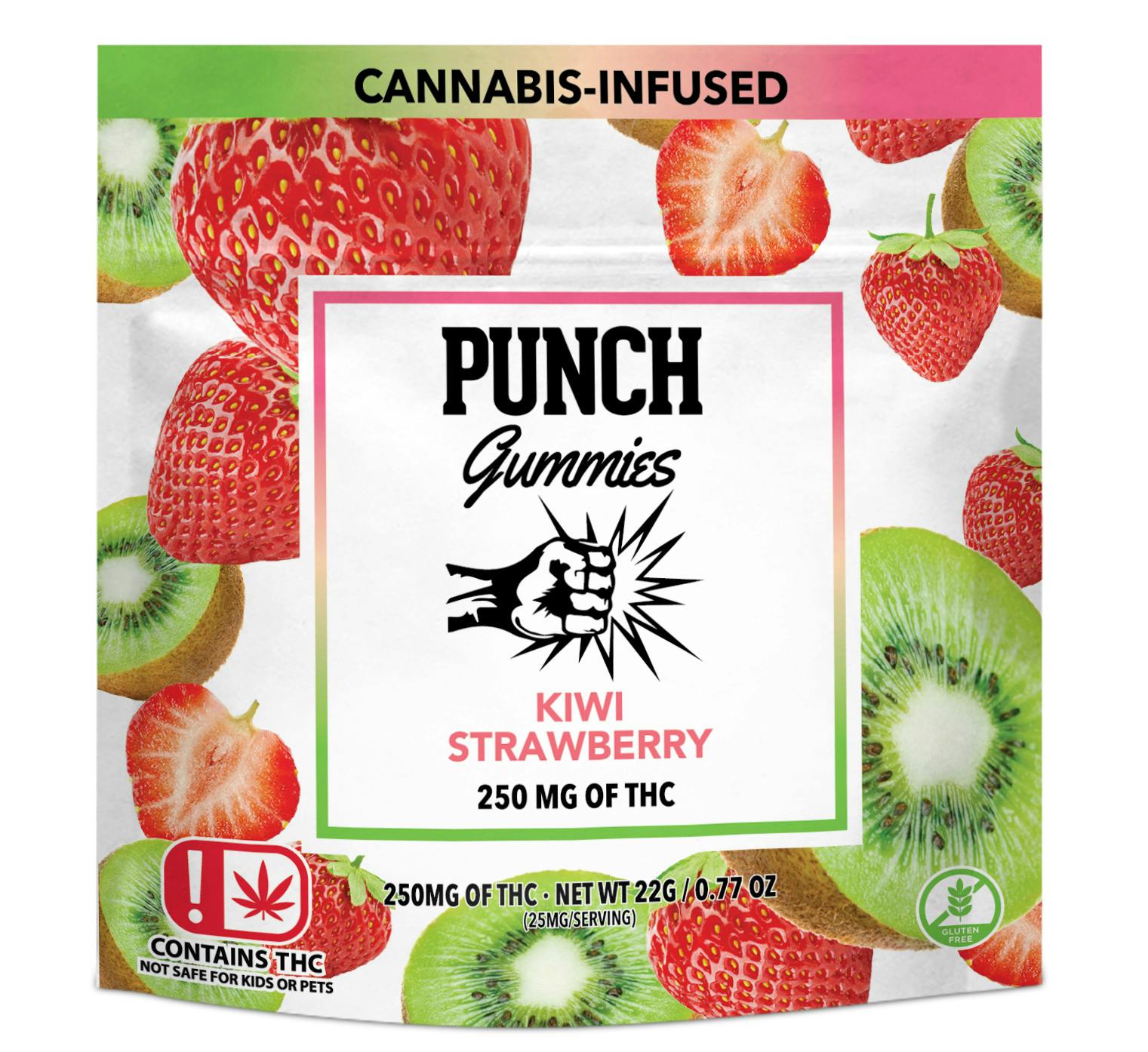 Punch Edibles & Extracts OK 250MG Gummies Kiwi Strawberry Weedmaps