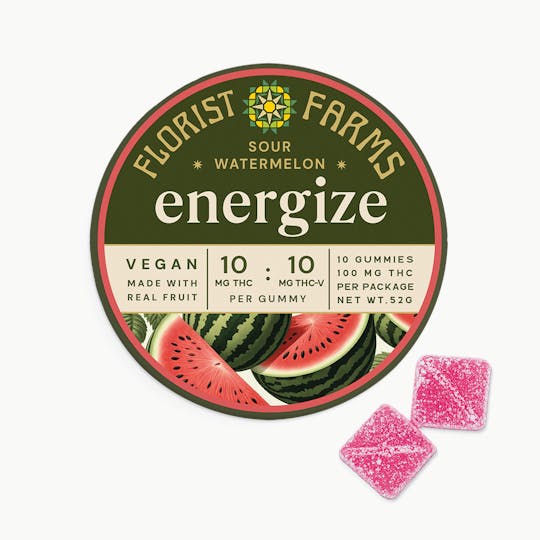 Florist Farms - Energize | Sour Watermelon Gummies | 10pk - 1