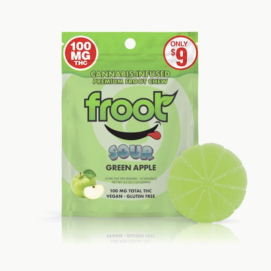 Froot - Froot Sour Green Apple Gummy - 100mg Single Cut-to-dose - 1