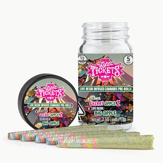 Lift Tickets - Cherry Apple Z x Big Apple - Infused Pre-Roll 5-Pack - 1