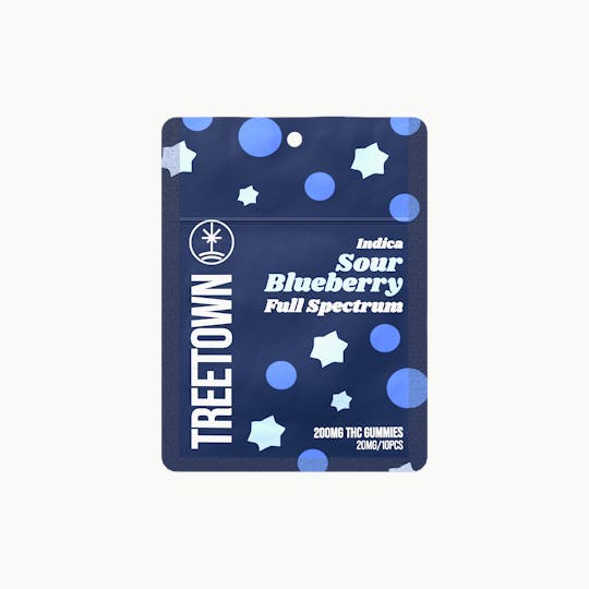 Treetown - Sour Blueberry Indica - Full Spectrum Gummies - 10 units x 20mg THC (200mg) - 1