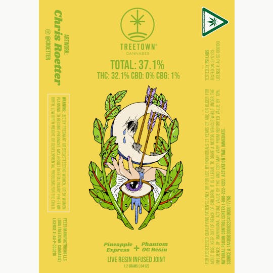 Treetown - *THC 32.1%* Pineapple Express X Phantom OG (Artist Series #1Light Yellow) - 1