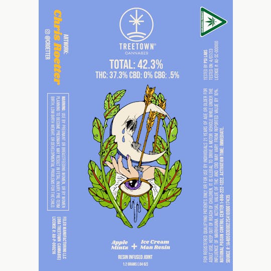 Treetown - *THC 37.3%* Apple Mintz X Ice Cream Man (Artist Series #1 Pastel Blue) - 1