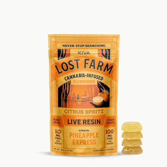 Kiva Confections - Lost Farm 'Citrus Spritz x Pineapple Express' Live Resin Gummies - 1
