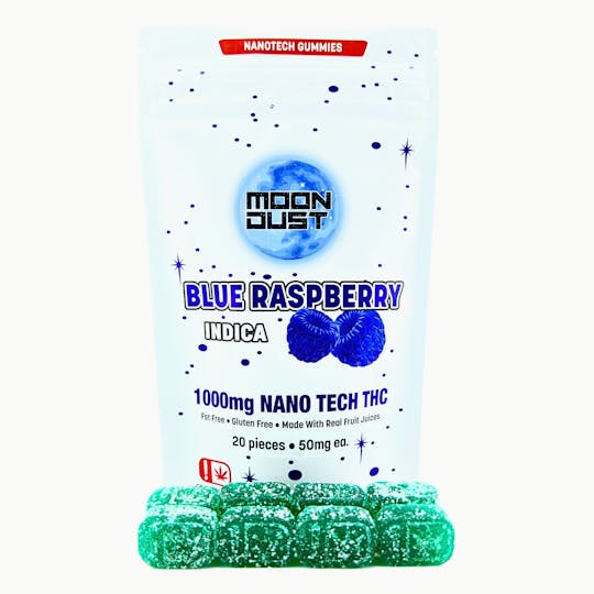 MOON DUST - 1000MG NANO THC GUMMIES - BLUE RASPBERRY - INDICA - 1