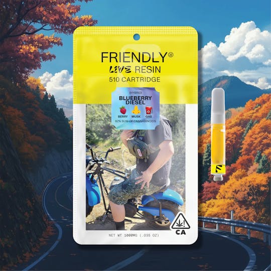 Friendly Brand - Blueberry Diesel 1g Live Resin Cartridge - 1