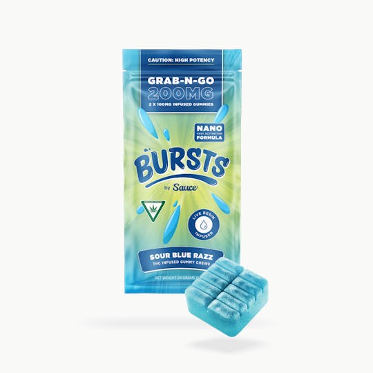 Sauce. - Sauce Bursts - Sour Blue Razz - 200MG Live Resin Edibles (MI) - 1