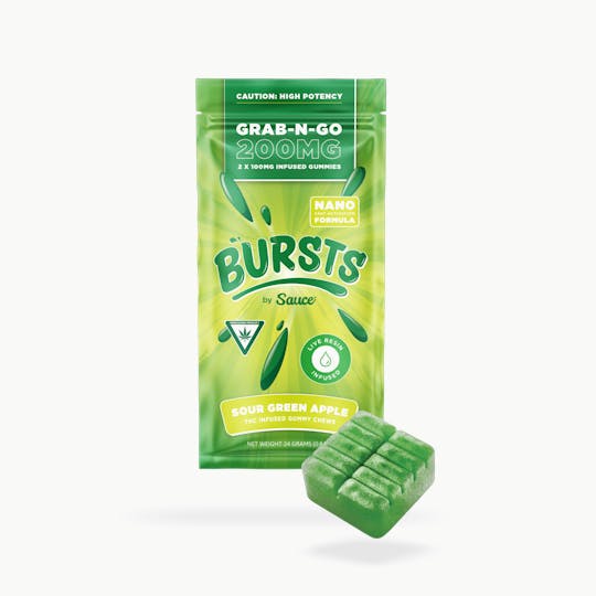 Sauce. - Sauce Bursts - Sour Green Apple - 200MG Live Resin Edibles (MI) - 1