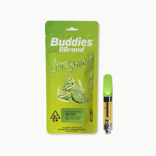 Buddies Brand - BBrand Lime Sorbet 1g Vape Cart - 1
