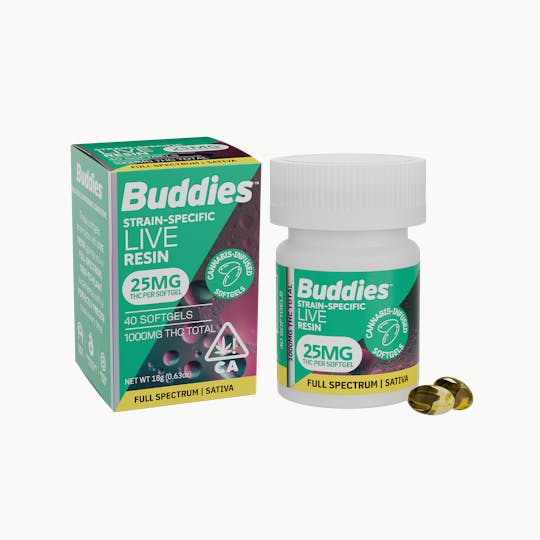 Buddies Brand - Live Resin 25mg Sativa Capsule 40pc - 1