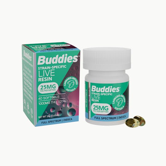 Buddies Brand - Live Resin 25mg Indica Capsule 40pc - 1