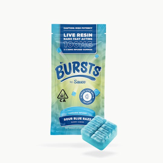 Sauce. - Sauce Bursts - Sour Blue Razz - 100MG Live Resin Edibles (CA) - 1