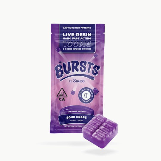 Sauce. - Sauce Bursts - Sour Grape - 100MG Live Resin Edibles (CA) - 1
