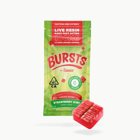 Sauce. - Sauce Bursts - Strawberry Kiwi - 100MG Live Resin Edibles (CA) - 1