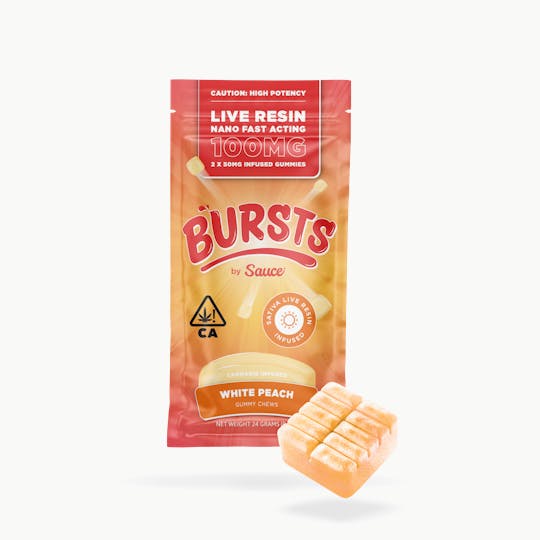 Sauce. - Sauce Bursts - White Peach - 100MG Live Resin Edibles (CA) - 1