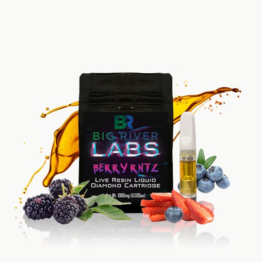 Big River Cannabis Company - Live Resin Liquid Diamonds 1g Vape Cart - BERRY RNTZ - 1