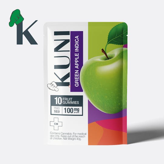 KUNI - Green Apple Gummies 10mg Indica 100mg - 1