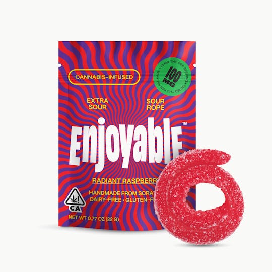 Enjoyable - Enjoyable Radiant Raspberry Extra Sour Sour Rope 100mg - 1