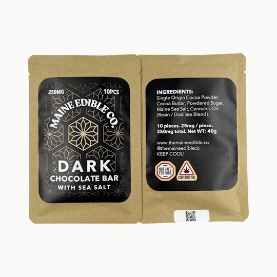 Indico - 250mg Dark Chocolate Bar w/ Sea Salt - The Maine Edible Co. - 1