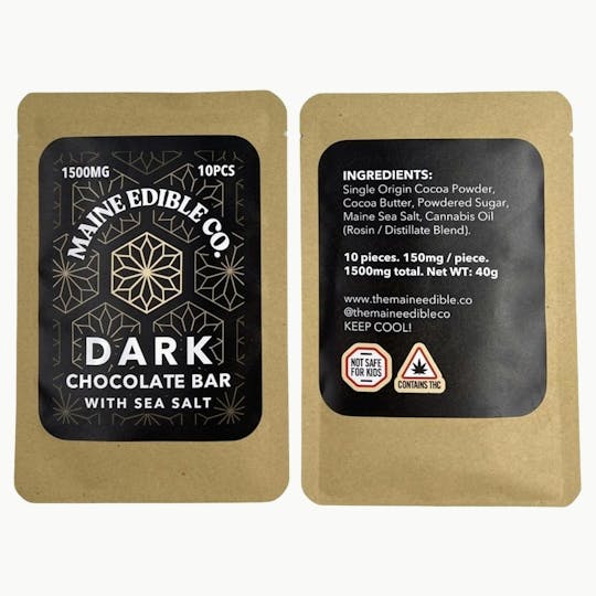 Indico - 1500mg Dark Chocolate w/ Sea Salt -The Maine Edible Co. - 1