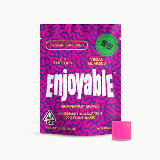 Enjoyable - Enjoyable 2:1 THC:CBN Grapefruit Guava Vegan Gummies 100mg:50mg - 1