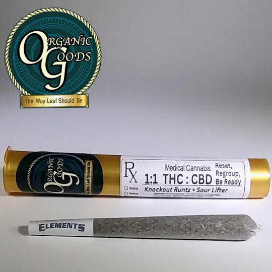 Organic Goods - Organic Goods 1:1 THC : CBD Pre-Roll Knockout Runtz x Sour Lifter CBD 1 G - 1