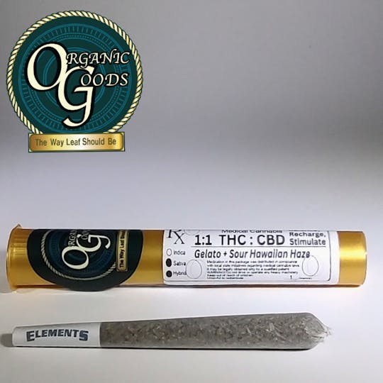 Organic Goods - Organic Goods 1:1 THC : CBD Pre-Roll Sour Gelato x Hawaiian Haze 1 G - 1