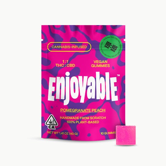 Enjoyable - Enjoyable 1:1 THC:CBD Pomegranate Peach Vegan Gummies 100mg:100mg - 1