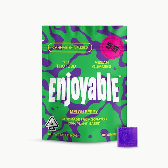 Enjoyable - Enjoyable 1:1 THC:CBD Melon Berry Vegan Gummies 100mg:100mg - 1