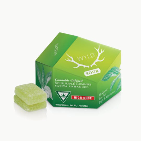 WYLD - *HIGH DOSE* Sour Apple Sativa Enhanced Gummies | MI - 1