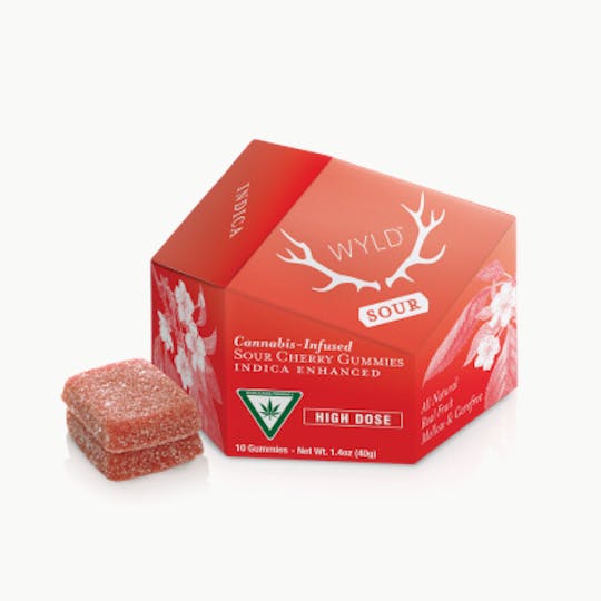 WYLD - *HIGH DOSE* Sour Cherry Indica Enhanced Gummies | MI - 1