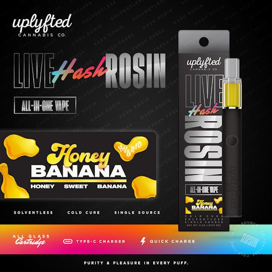 Uplyfted Cannabis Co - Live Rosin .5g Disposable Vape - Honey Banana - 1