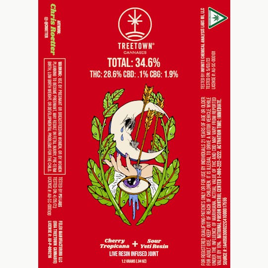 Treetown - THC 34.6%* Cherry Tropicana X Sour Yeti (Artist Series #1 Cherry Red) - 1